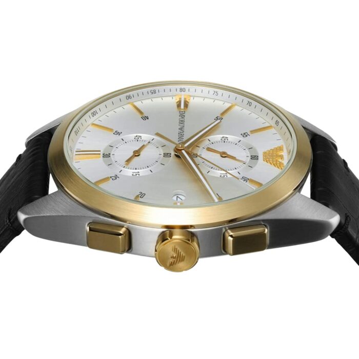 Emporio Armani Claudio Chronograph Silver Dial Black Leather Strap Watch For Men - AR11498 - Image 8